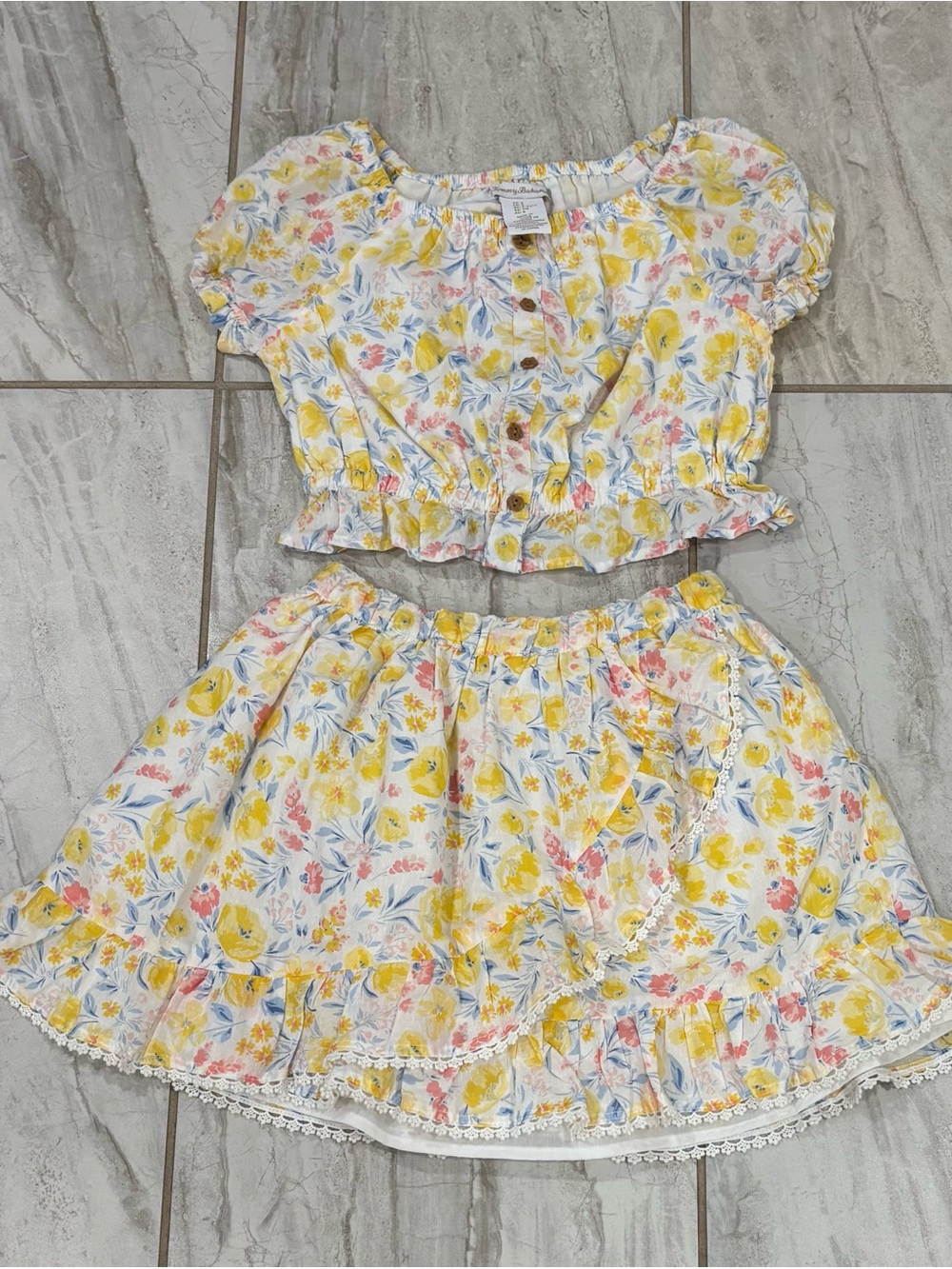 2 Piece Matching Tommy Bahama Girls Size 6 Lined Skirt & Top Soft Floral